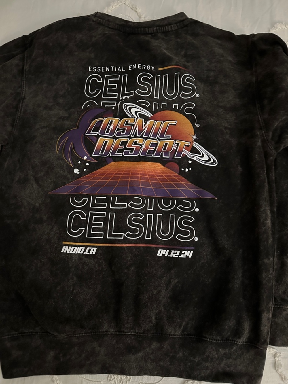 Celsius Cosmic Desert Coachella Party Black Crewneck Sweatshirt - Logo Pullover